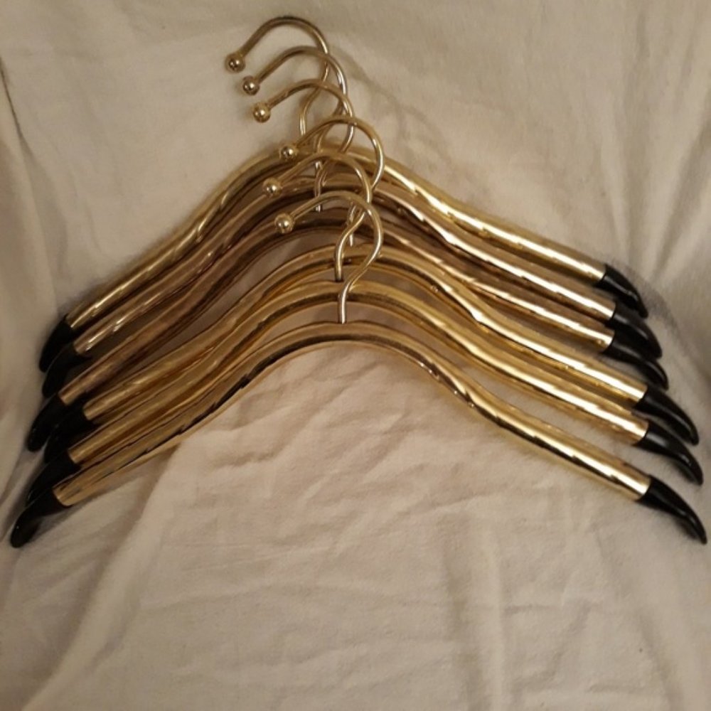 6 gold brass Hollywood Regency Lee Rowan hangers